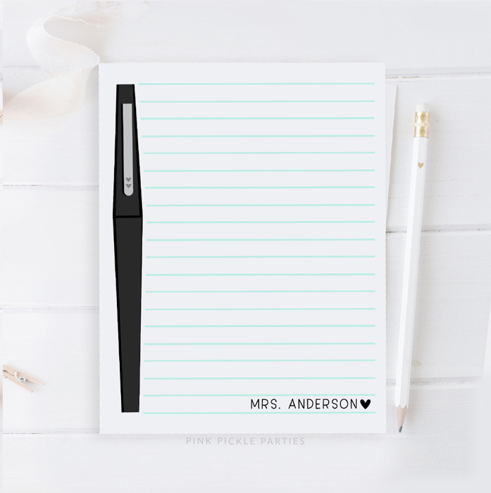 Personalized Teacher Notepad | Flair Pen Notepad | Back to School Teacher Appreciation Gift