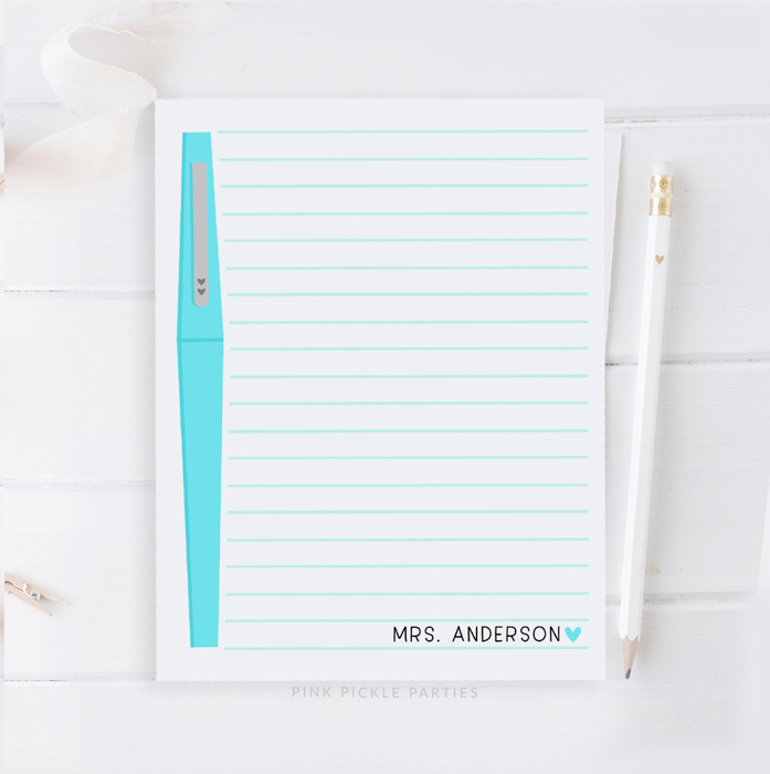 Personalized Teacher Notepad | Flair Pen Notepad | Back to School Teacher Appreciation Gift
