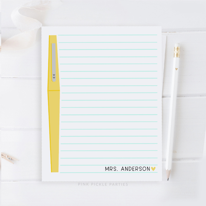 Personalized Teacher Notepad | Flair Pen Notepad | Back to School Teacher Appreciation Gift