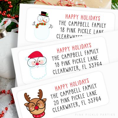 Christmas Address Labels | Personalized Return Address Stickers | Set of 30