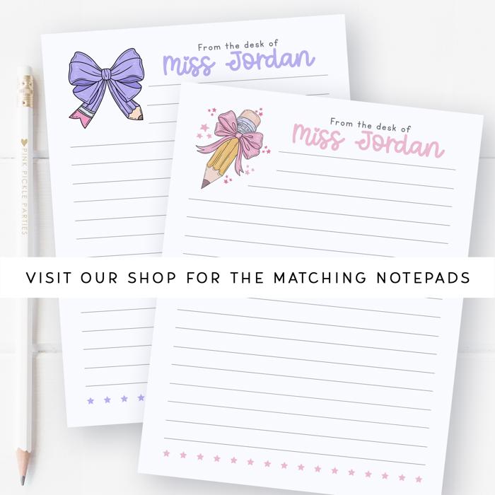 Personalized Teacher Note Cards Set of 12 | Teacher Appreciation Gift