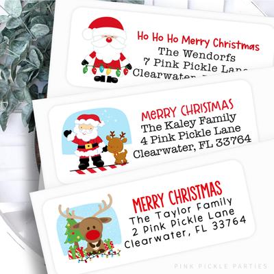 Christmas Address Labels | Personalized Return Address Stickers | Set of 30