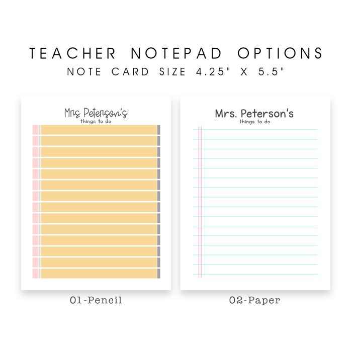Personalized Teacher Notepad | Pencil & Paper Teacher Notepad | Back to School Teacher Appreciation Gift