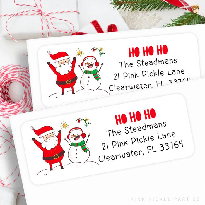 Christmas Address Labels | Personalized Return Address Stickers | Set of 30