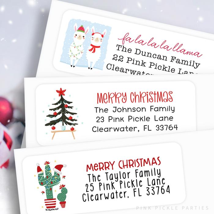Christmas Address Labels | Personalized Return Address Stickers | Set of 30