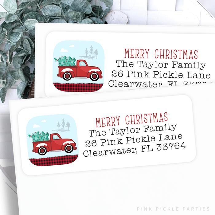 Christmas Address Labels | Personalized Return Address Stickers | Set of 30