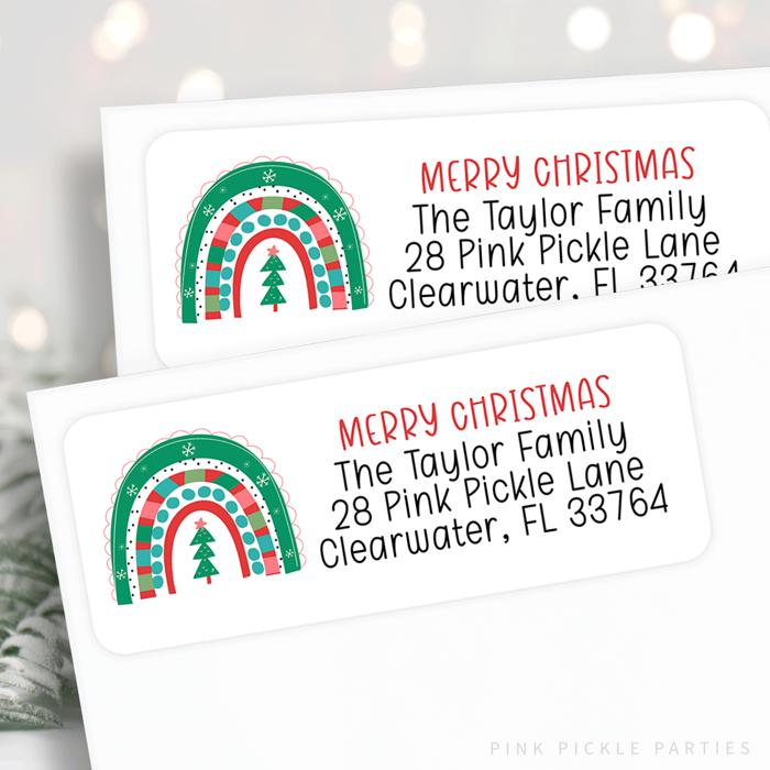 Christmas Address Labels | Personalized Return Address Stickers | Set of 30