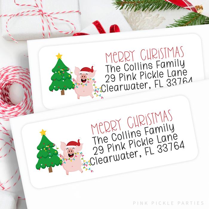 Christmas Address Labels | Personalized Return Address Stickers | Set of 30
