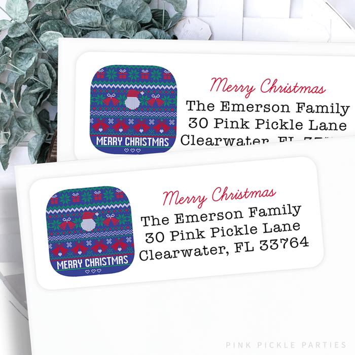 Christmas Address Labels | Personalized Return Address Stickers | Set of 30