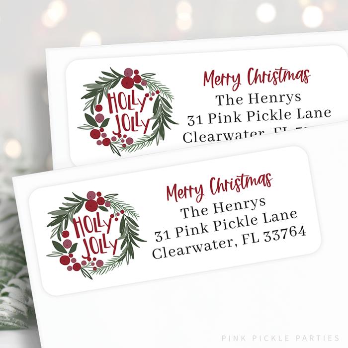 Christmas Address Labels | Personalized Return Address Stickers | Set of 30
