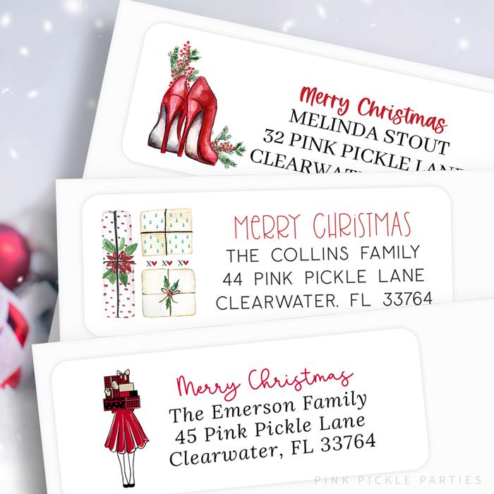 Christmas Address Labels | Personalized Return Address Stickers | Set of 30