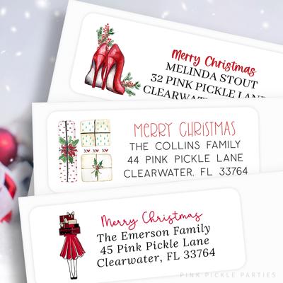 Christmas Address Labels | Personalized Return Address Stickers | Set of 30