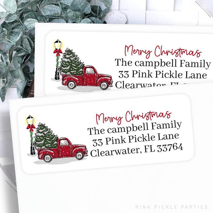 Christmas Address Labels | Personalized Return Address Stickers | Set of 30