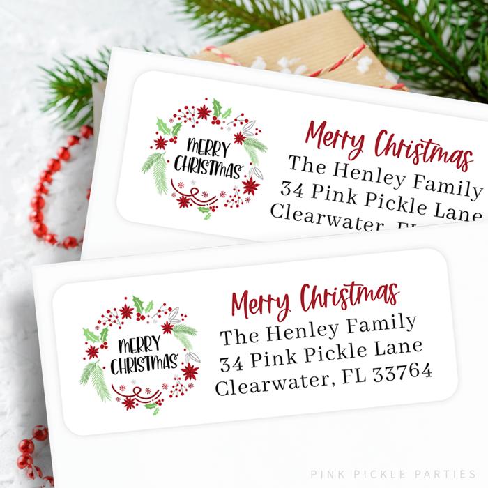 Christmas Address Labels | Personalized Return Address Stickers | Set of 30