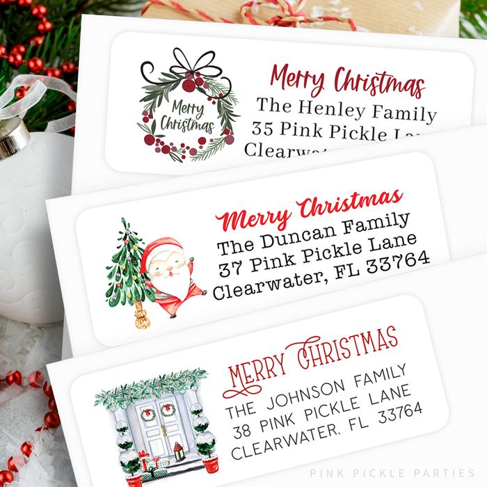 Christmas Address Labels | Personalized Return Address Stickers | Set of 30