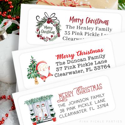 Christmas Address Labels | Personalized Return Address Stickers | Set of 30