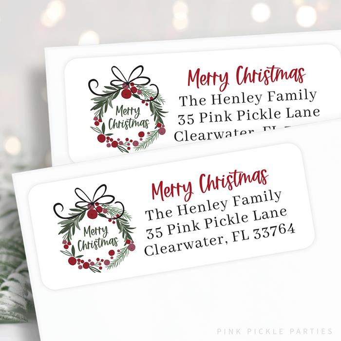 Christmas Address Labels | Personalized Return Address Stickers | Set of 30