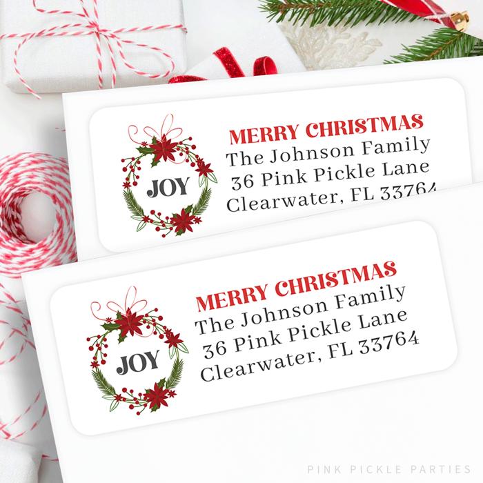 Christmas Address Labels | Personalized Return Address Stickers | Set of 30