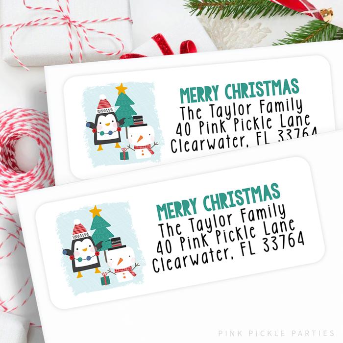 Christmas Address Labels | Personalized Return Address Stickers | Set of 30