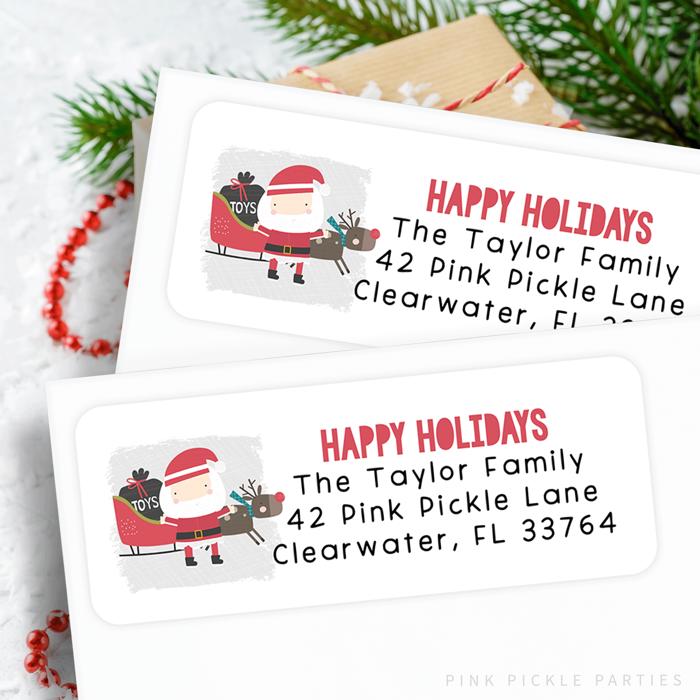 Christmas Address Labels | Personalized Return Address Stickers | Set of 30