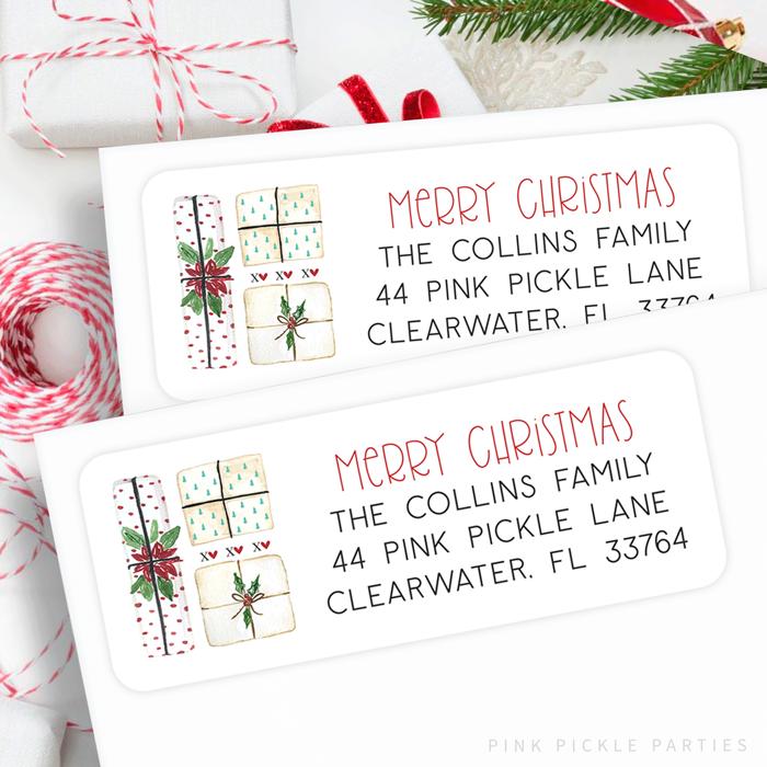 Christmas Address Labels | Personalized Return Address Stickers | Set of 30