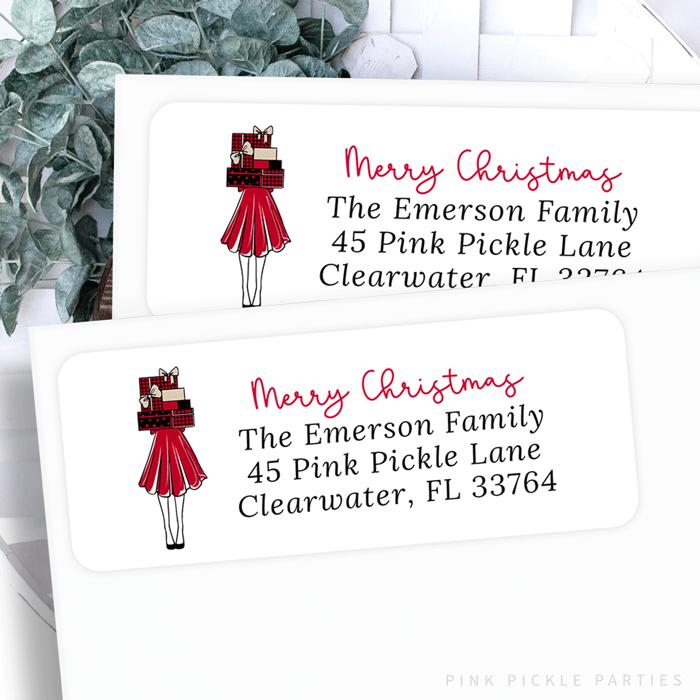 Christmas Address Labels | Personalized Return Address Stickers | Set of 30