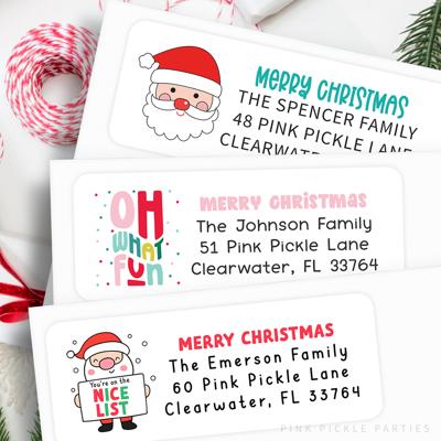 Christmas Address Labels | Personalized Return Address Stickers | Set of 30