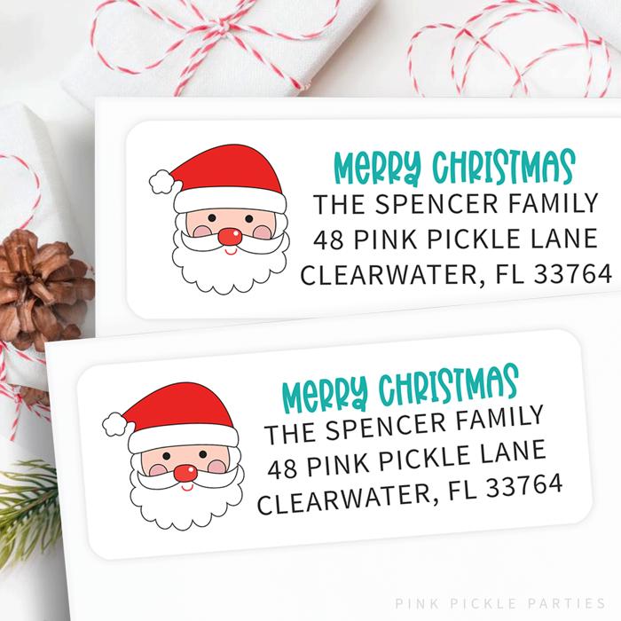 Christmas Address Labels | Personalized Return Address Stickers | Set of 30