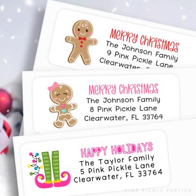 Christmas Address Labels | Personalized Return Address Stickers | Set of 30