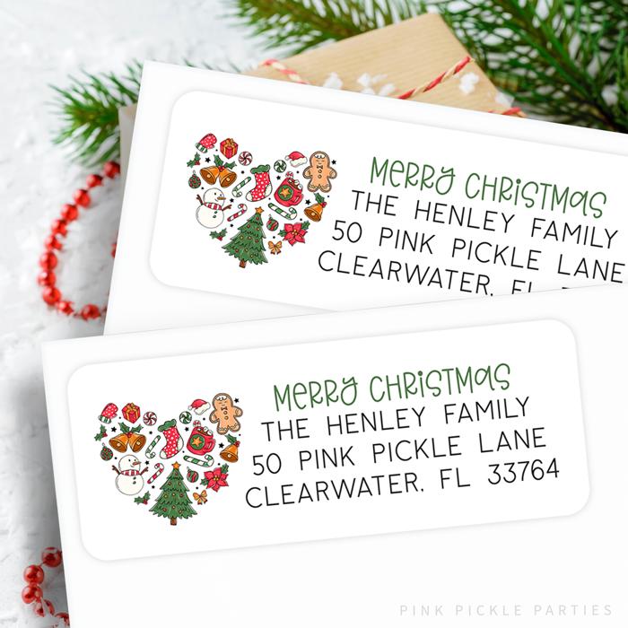 Christmas Address Labels | Personalized Return Address Stickers | Set of 30