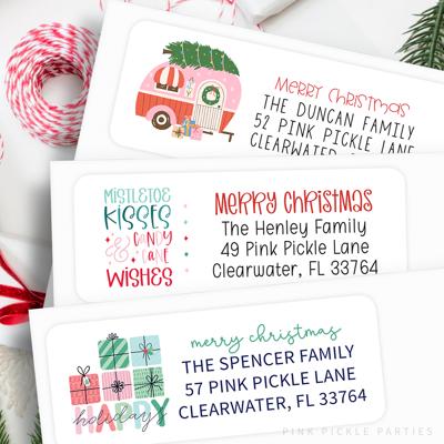 Christmas Address Labels | Personalized Return Address Stickers | Set of 30