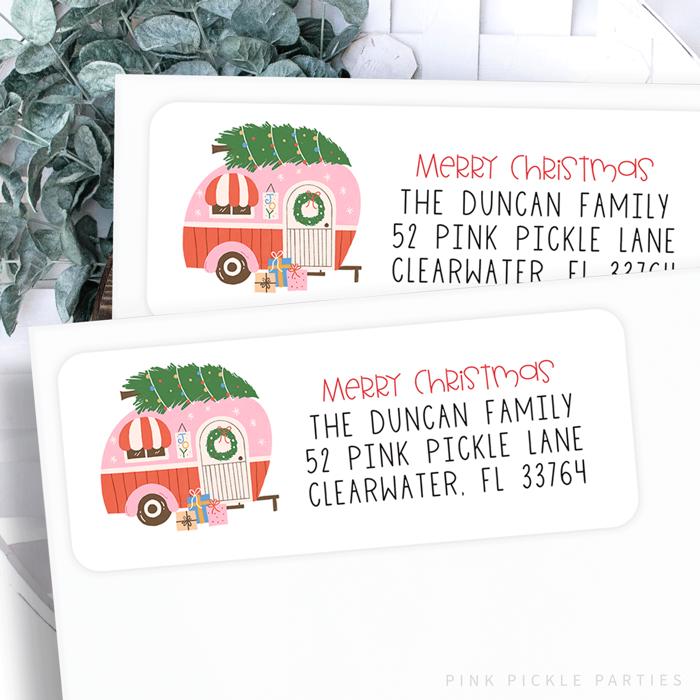 Christmas Address Labels | Personalized Return Address Stickers | Set of 30