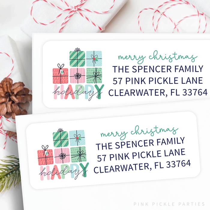 Christmas Address Labels | Personalized Return Address Stickers | Set of 30