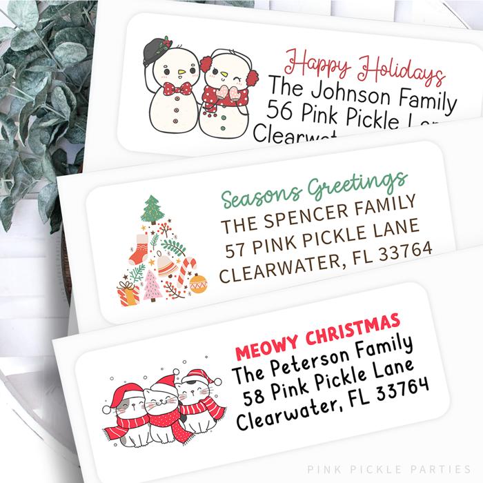 Christmas Address Labels | Personalized Return Address Stickers | Set of 30