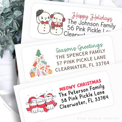 Christmas Address Labels | Personalized Return Address Stickers | Set of 30