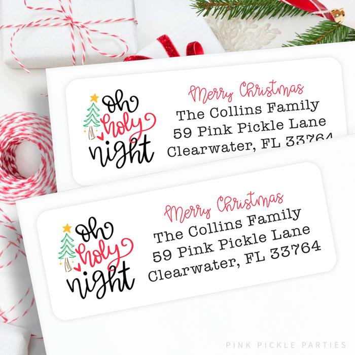 Christmas Address Labels | Personalized Return Address Stickers | Set of 30