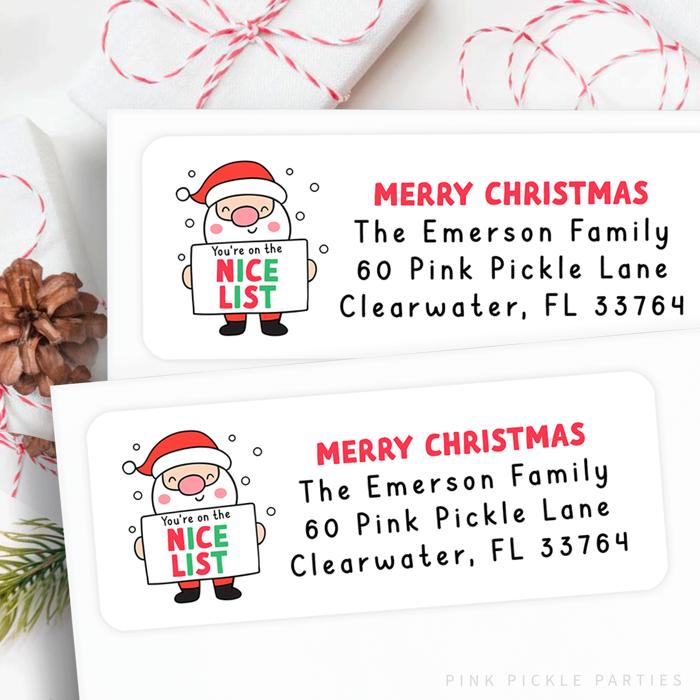Christmas Address Labels | Personalized Return Address Stickers | Set of 30