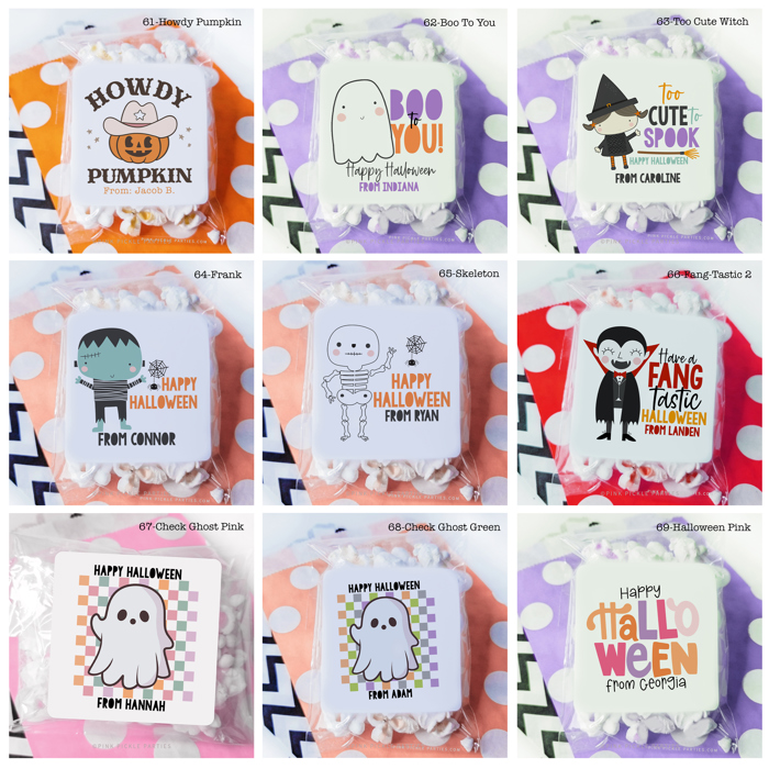 Personalized Halloween Stickers | Set of 12 | Kids Halloween Party Favor Stickers