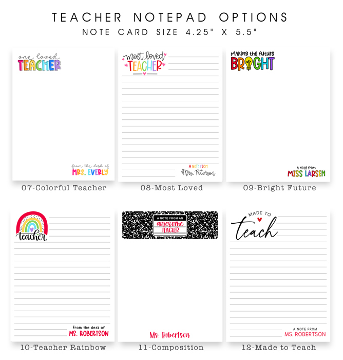 Personalized Teacher Notepad  | Back to School Teacher Appreciation Gift