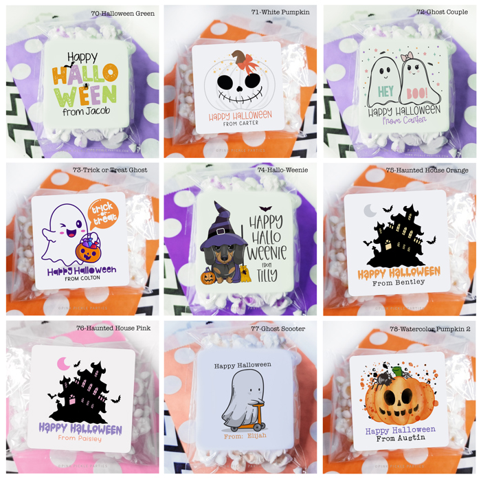 Personalized Halloween Stickers | Set of 12 | Kids Halloween Party Favor Stickers