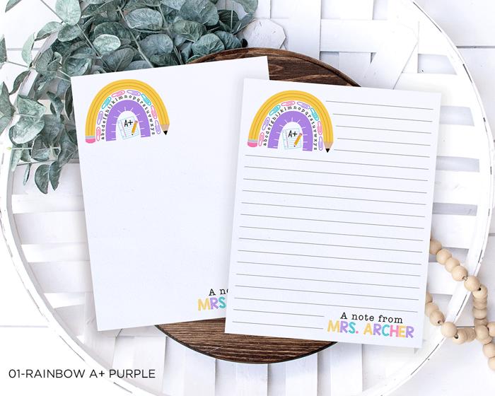 Personalized Teacher Notepad | School Rainbow Notepad | Back to School Teacher Appreciation Gift