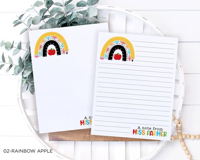 Personalized Teacher Notepad | School Rainbow Notepad | Back to School Teacher Appreciation Gift