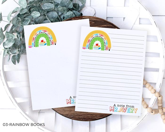 Personalized Teacher Notepad | School Rainbow Notepad | Back to School Teacher Appreciation Gift