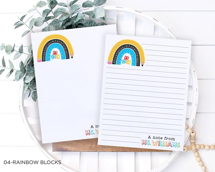 Personalized Teacher Notepad | School Rainbow Notepad | Back to School Teacher Appreciation Gift