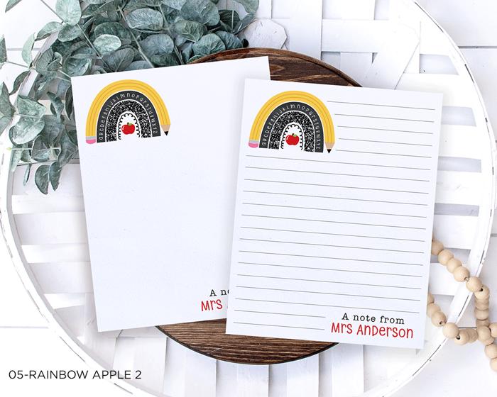 Personalized Teacher Notepad | School Rainbow Notepad | Back to School Teacher Appreciation Gift