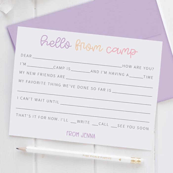 Personalized Summer Camp Note Cards | Camp Stationery | Set of 12
