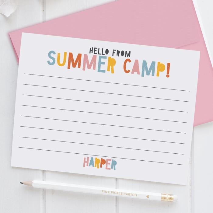 Personalized Summer Camp Note Cards | Camp Stationery | Set of 12