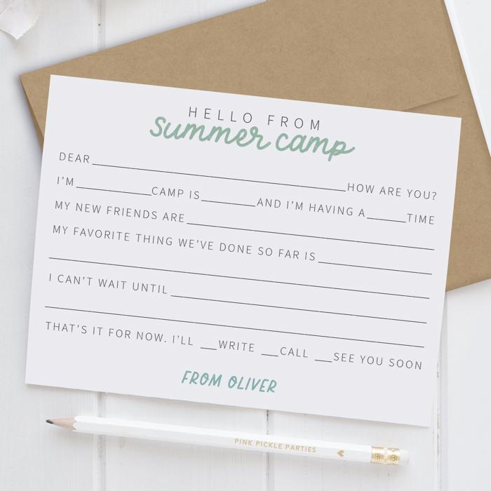 Personalized Summer Camp Note Cards | Camp Stationery | Set of 12