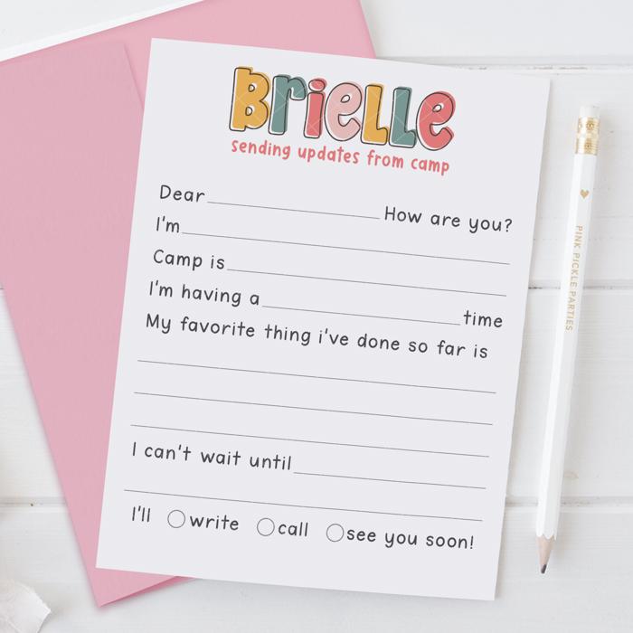 Personalized Summer Camp Note Cards | Camp Stationery | Set of 12