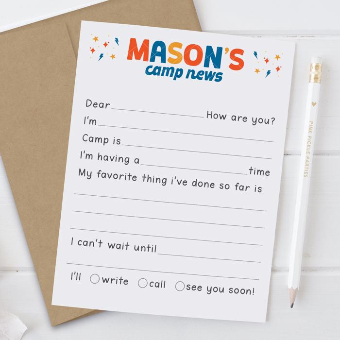 Personalized Summer Camp Note Cards | Camp Stationery | Set of 12